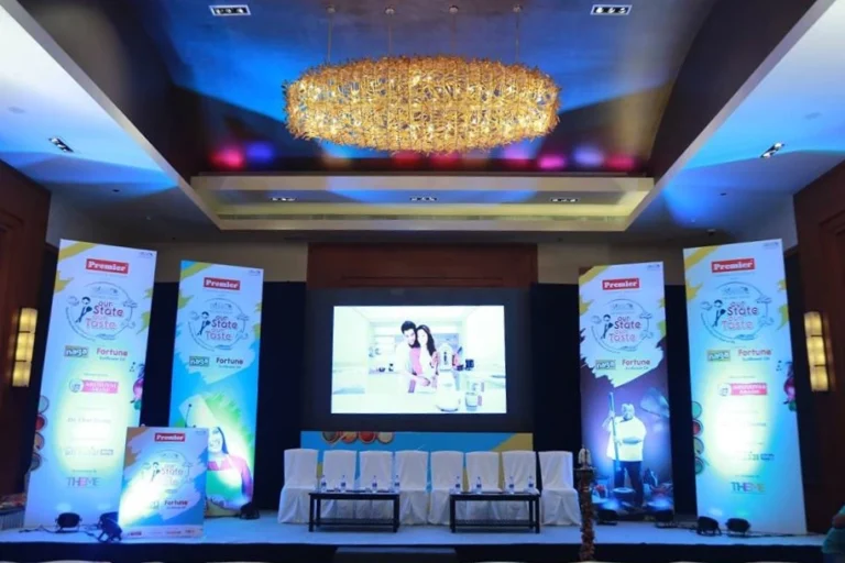 Contest stage and LED screen, Premier cooking contest, 2023, organised by OM Events