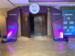Branded entrance and standees at a hotel, Branded entrance, 2020, organised by OM Events