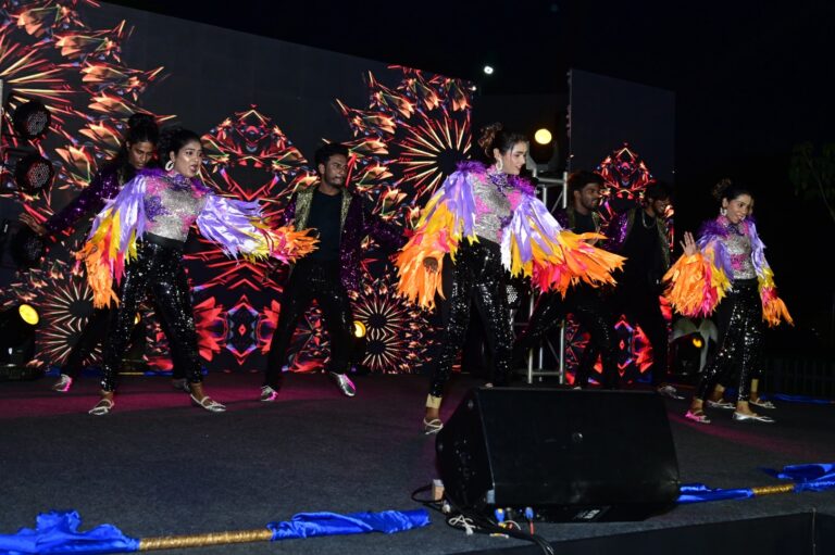 Costume dance before a light show, Annual day stagecraft, 2024, organised by OM Events