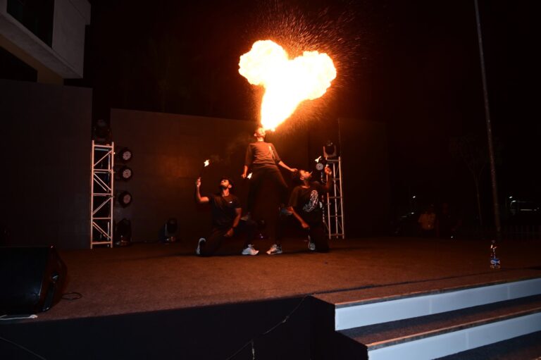 Fire act in the dark, Annual day stagecraft, 2024, organised by OM Events