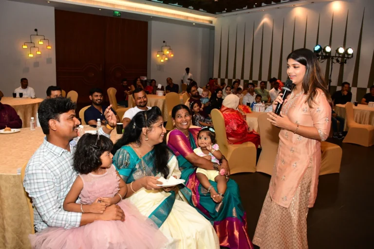 Families at their tables, Takenaka India 14th anniversary Family Festival, 2024, organised by OM Events
