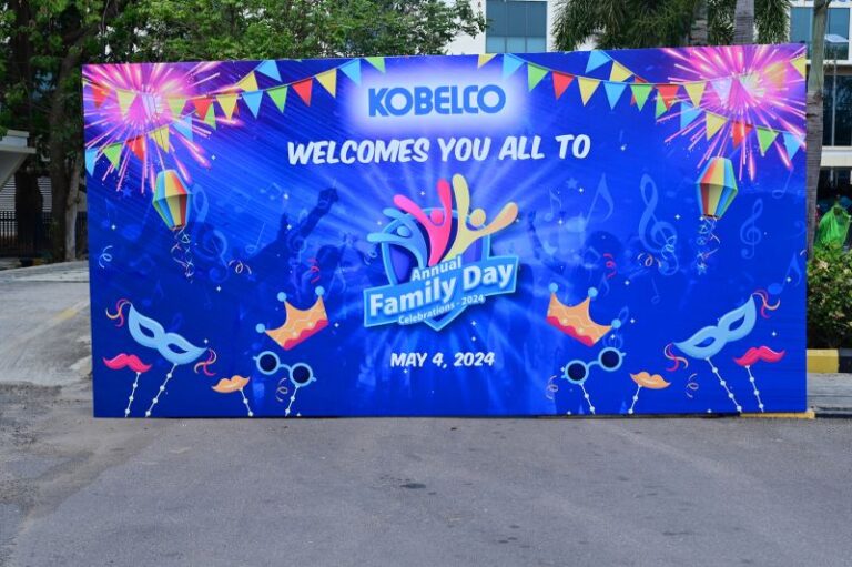 Welcome backdrop for Kobelco Family Day, 4 May 2024, Kobelco Family Day, 2024, organised by OM Events