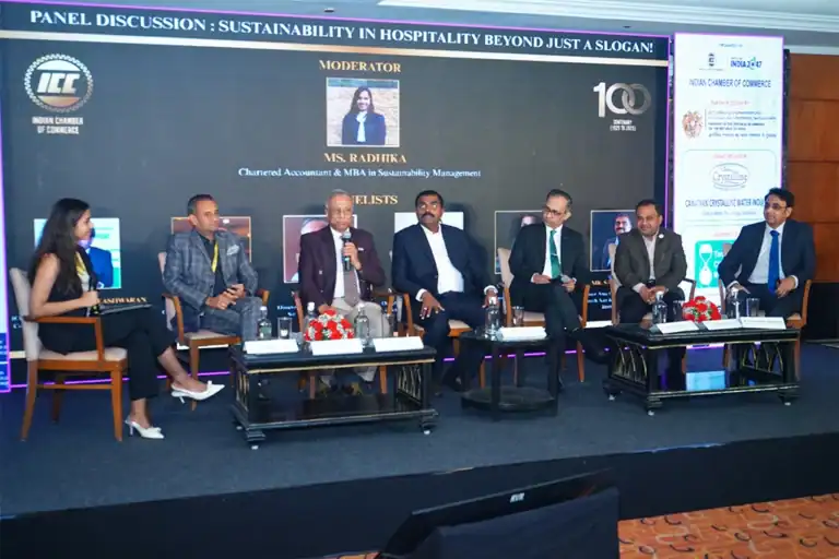 Panel discussion on sustainability in hospitality, Indian Chamber of Commerce sessions, 2025, organised by OM Events