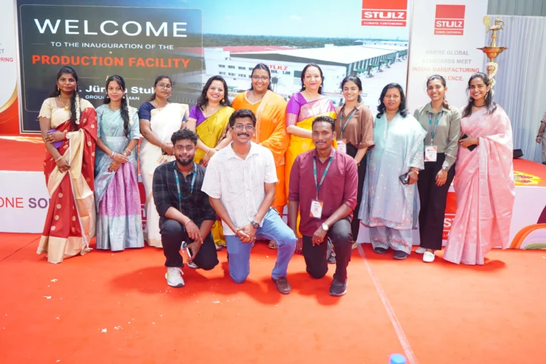Welcome team at the production facility entrance, Stulz Chennai factory inauguration, 2026, organised by OM Events