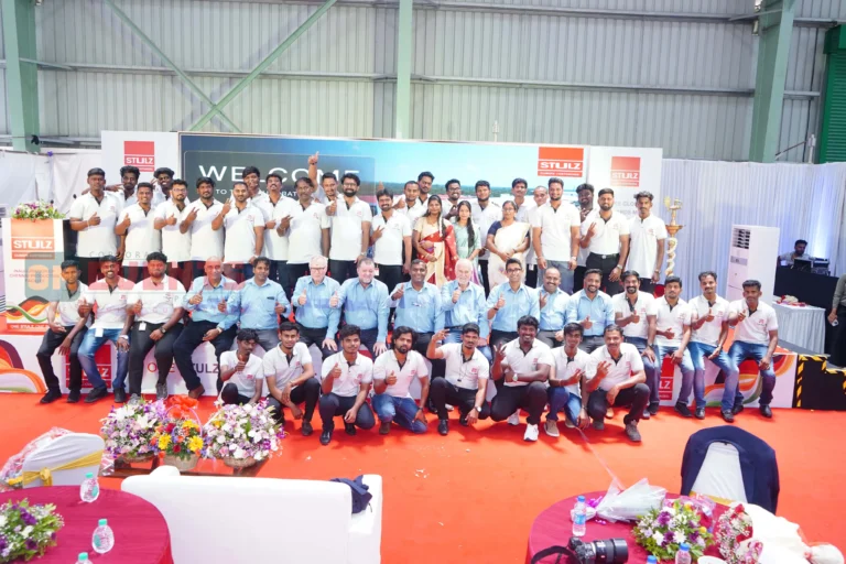 Stulz team group photo on stage, Stulz Chennai factory inauguration, 2026, organised by OM Events