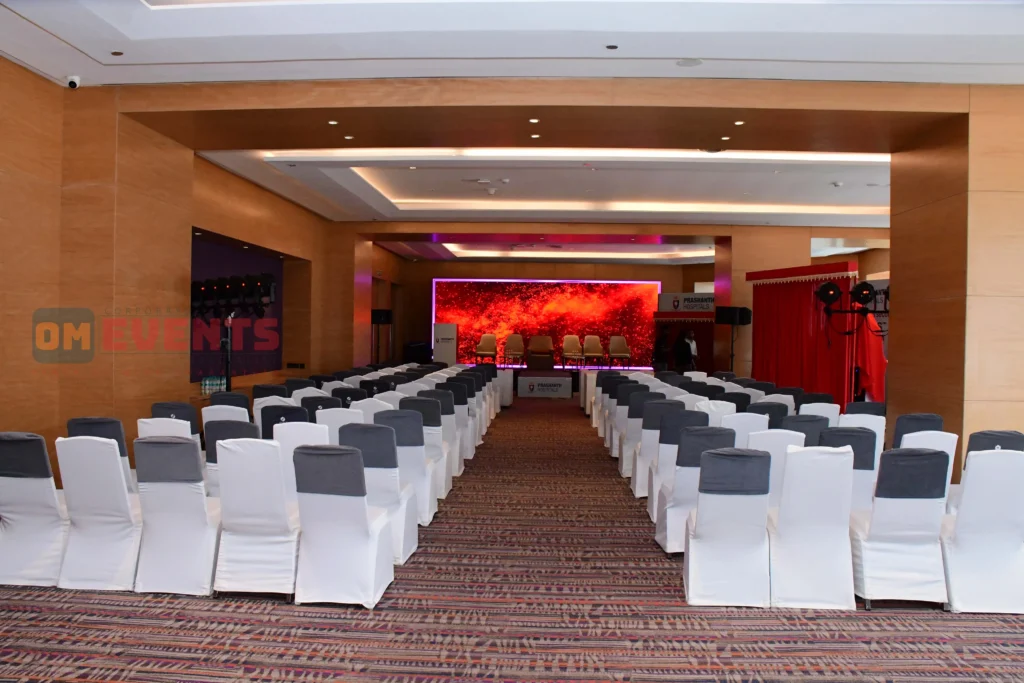 Hall dressed for a hospital launch before doors open