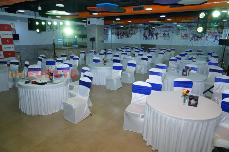 Dressed tables for a corporate celebration